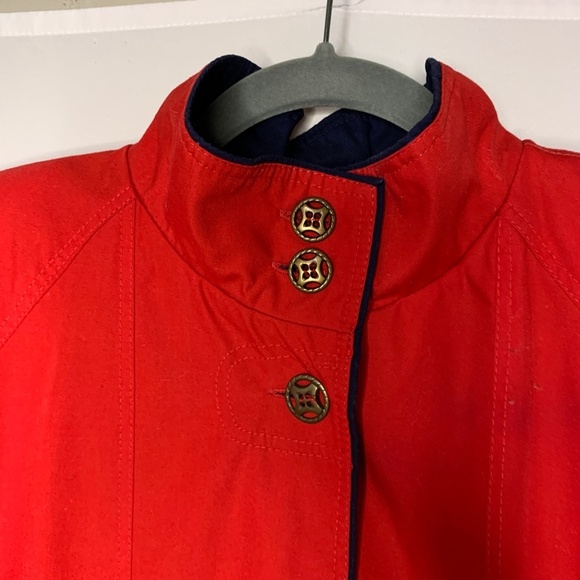 Misty Harbor Any Weather Rain Coat Womens 10 Red Fabric Lined Slicker Pockets M - Picture 5 of 14